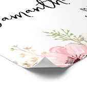 ピンクフローラガールベビーシャワー歓迎サイン ポスター (角)