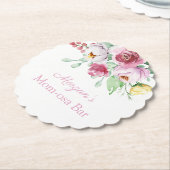 ピンクフローラガールベビーシャワー紙バーコースター ペーパーコースター (アングル)