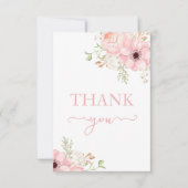 ピンクフローラガールベビーシャワー サンキューカード (正面)