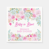 ピンクフローラガールベビーシャワー スタンダードカクテルナプキン (正面)