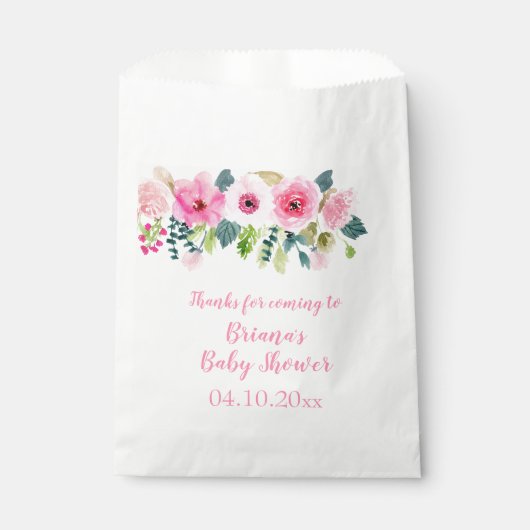 ピンクフローラガールベビーシャワー フェイバーバッグ (正面)