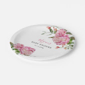 ピンクフローラガールベビーシャワー ペーパープレート (アングル)