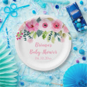 ピンクフローラガールベビーシャワー ペーパープレート (パーティー)