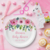 ピンクフローラガールベビーシャワー ペーパープレート (パーティー)