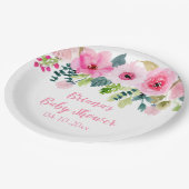 ピンクフローラガールベビーシャワー ペーパープレート (アングル)