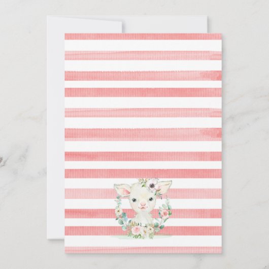 ピンクフローラガールラムベビーシャワー 招待状 (裏面)