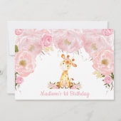 ピンクフローラキお洒落リンガール誕生日写真 招待状 (裏面)