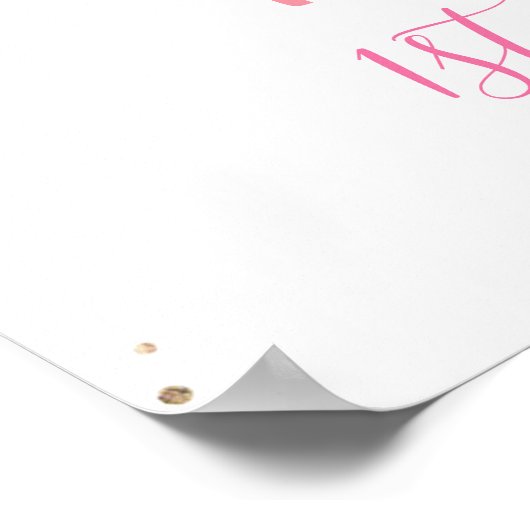 ピンクフローラキッテン顔アンドボウ誕生日ウェルカムP ポスター (角)