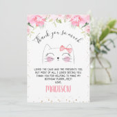 ピンクフローラキッテン顔誕生日サンキューカード 招待状 (スタンド正面)