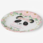 ピンクフローラキュートパンダ誕生日ベビーパーティー ペーパープレート (アングル)