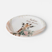 ピンクフローラキラフェサファリベイビーシャワー紙プレート ペーパープレート (アングル)