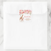 ピンクフローラキリンありがとうステッカー スクエアシール (バッグ)