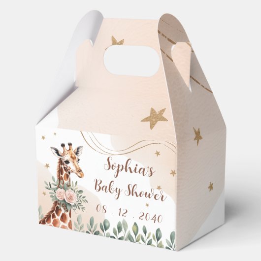 ピンクフローラキリンSafari赤ちゃんシャワー特典ボックス フェイバーボックス (正面)