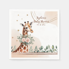 ピンクフローラキレーフサファリベイビーシャワー スタンダードカクテルナプキン