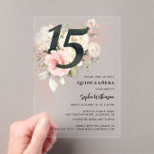 ピンクフローラキンセアニェラお祝い アクリル招待状 (インサイチュ (ポータブル))