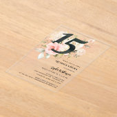 ピンクフローラキンセアニェラお祝い アクリル招待状 (レイダウン)