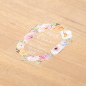 ピンクフローラキンセアニェラアクリル招待状 アクリル招待状 (レイダウン)