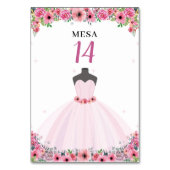 ピンクフローラキンセアニェラドレスパーティー テーブルナンバー (裏面)