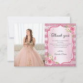 ピンクフローラキンセアニェラフォトサンキューカード サンキューカード (正面)