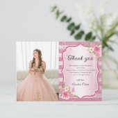 ピンクフローラキンセアニェラフォトサンキューカード サンキューカード (スタンド正面)