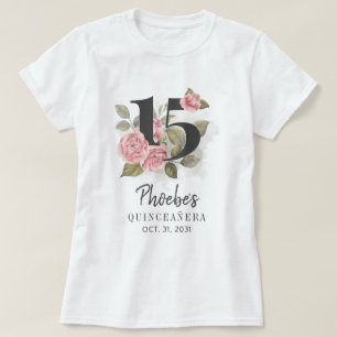 ピンクフローラキンセアニェラ娘15誕生日 Tシャツ