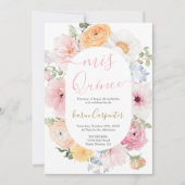 ピンクフローラキンセアニェラ招待状 招待状 (正面)