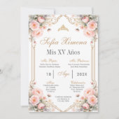 ピンクフローラキンセアニェラ招待状 招待状 (正面)