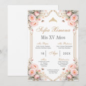 ピンクフローラキンセアニェラ招待状 招待状 (正面/裏面)