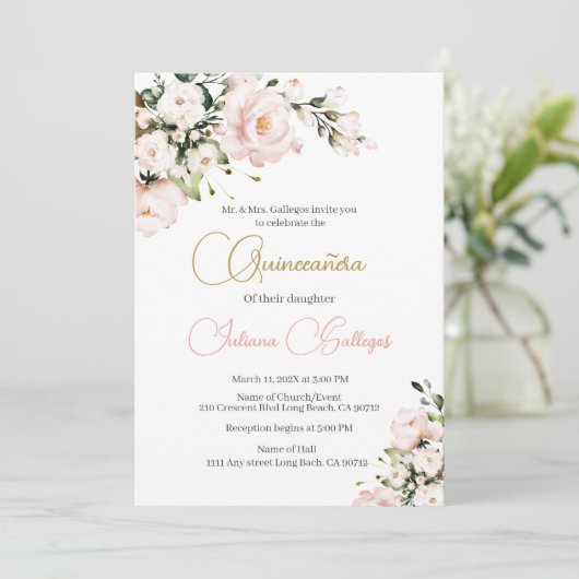 ピンクフローラキンセアニェラ招待 招待状 (スタンド正面)