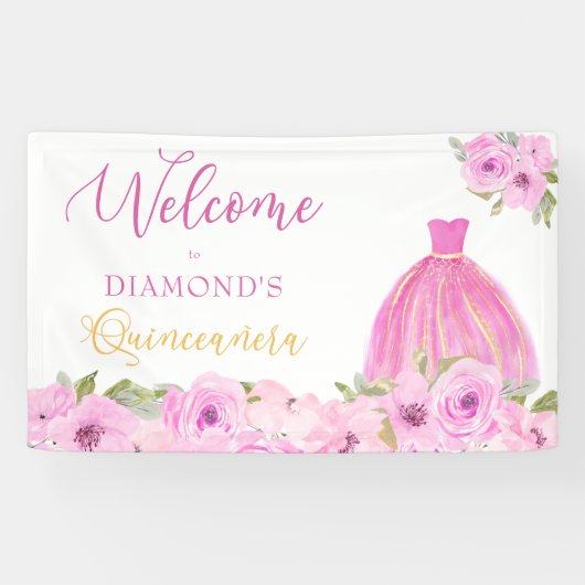 ピンクフローラキンセアニェラ歓迎 横断幕 (横)