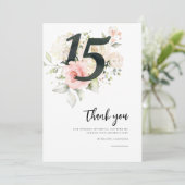 ピンクフローラキンセアニェラ15誕生日 サンキューカード (スタンド正面)
