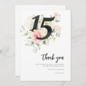 ピンクフローラキンセアニェラ15誕生日 サンキューカード (正面/裏面)
