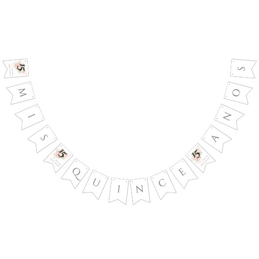 ピンクフローラキンセアニェラ15th誕生日パーティー バンティングフラッグ (全)