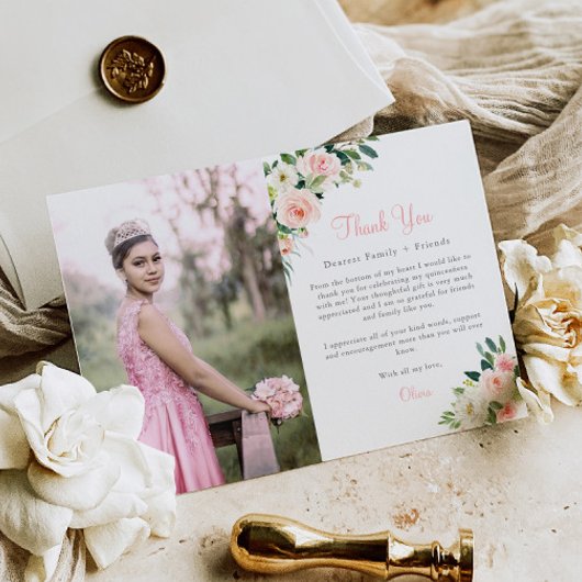 ピンクフローラキンセアニラサンキューカード3枚 サンキューカード