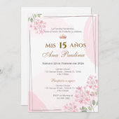 ピンクフローラキンセアニラスペインの招待状 招待状 (正面/裏面)