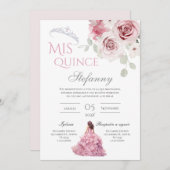 ピンクフローラキンセアニラスペインの 招待状 (正面/裏面)