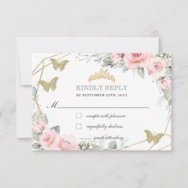 ピンクフローラキンセアニラセージグリーン蝶 出欠カード