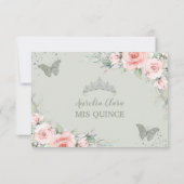 ピンクフローラキンセアニラセージグリーン蝶 出欠カード (裏面)