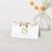 ピンクフローラキンセアニラフォールド座席表バラ プレイスカード (裏面)