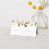 ピンクフローラキンセアニラフォールド座席表バラ プレイスカード (正面)