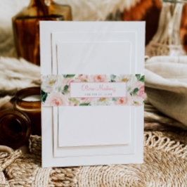 ピンクフローラキンセアニラ招待状用帯バラ 招待状ベリーバンド