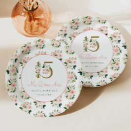 ピンクフローラキンセアニラ紙プレートMis XV 15アニョス ペーパープレート