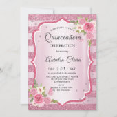 ピンクフローラキンセアニラ誕生日 招待状 (正面)