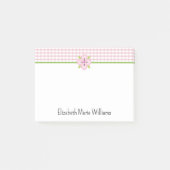 ピンクフローラギンガムパタパーソナライズされたーン ポストイット (正面)