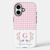 ピンクフローラギンガムモノグラム Case-Mate iPhoneケース (裏面)