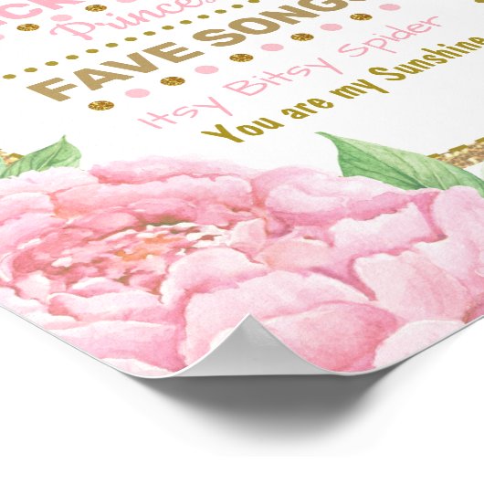 ピンクフローラクラウンプリンセス1st誕生日マイルストーン ポスター (角)