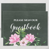 ピンクフローラクラックボードカスタムウェディングサインバジェット (正面/裏面)