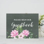 ピンクフローラクラックボードカスタムウェディングサインバジェット (スタンド正面)