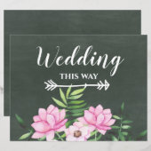 ピンクフローラクラックボードカスタムウェディングサインバジェット (正面/裏面)