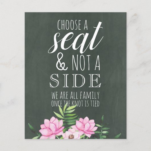 ピンクフローラクラックボードカスタムウェディングサインバジェット (正面)